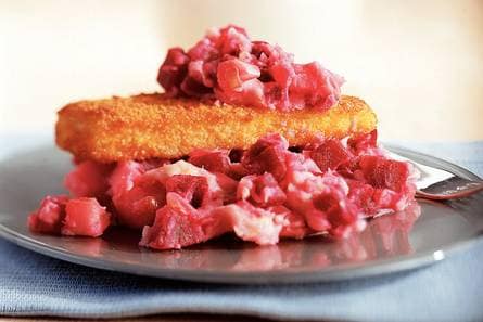 Bietenstamppot met visschnitzel