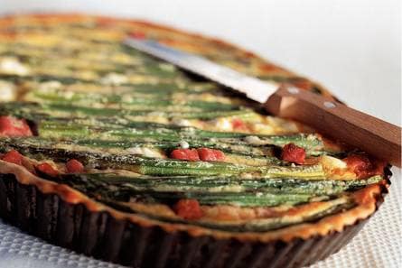 Groene aspergequiche met geitenkaas