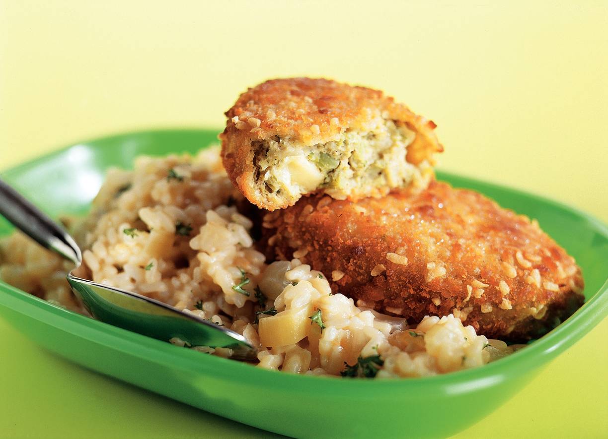 Risotto met broccoliburger