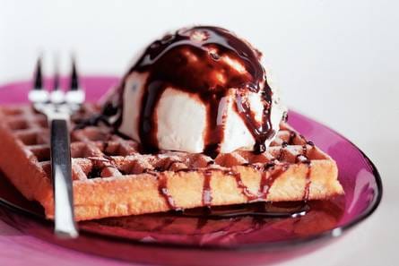 Belgische wafels met ijs