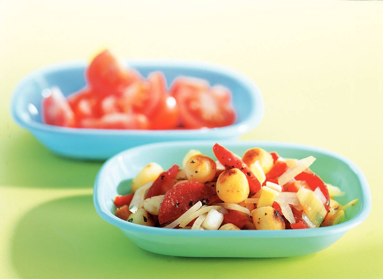 Italiaanse krieltjes met tomatensalade