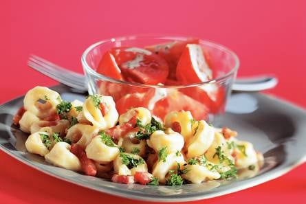 Tortellini met room en spek