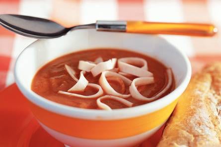 Koude tomatensoep met kip