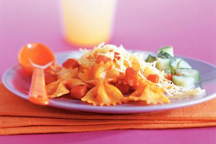Vlindermacaroni met ham en kaas