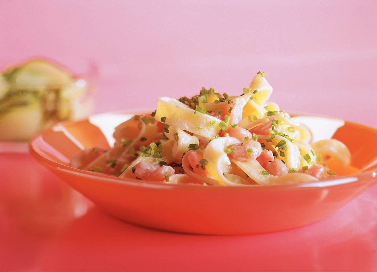 Tagliatelle met romige garnalensaus