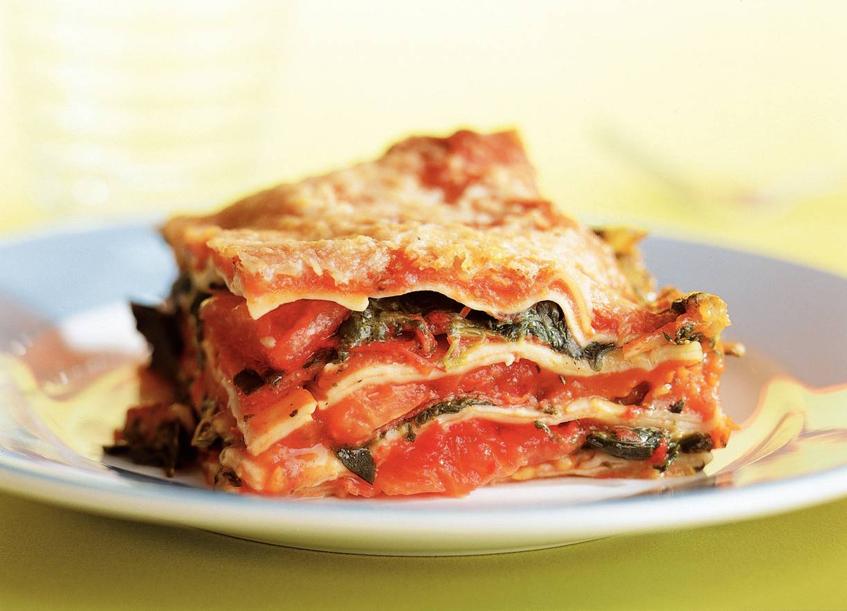 Lasagne met salami en spinazie