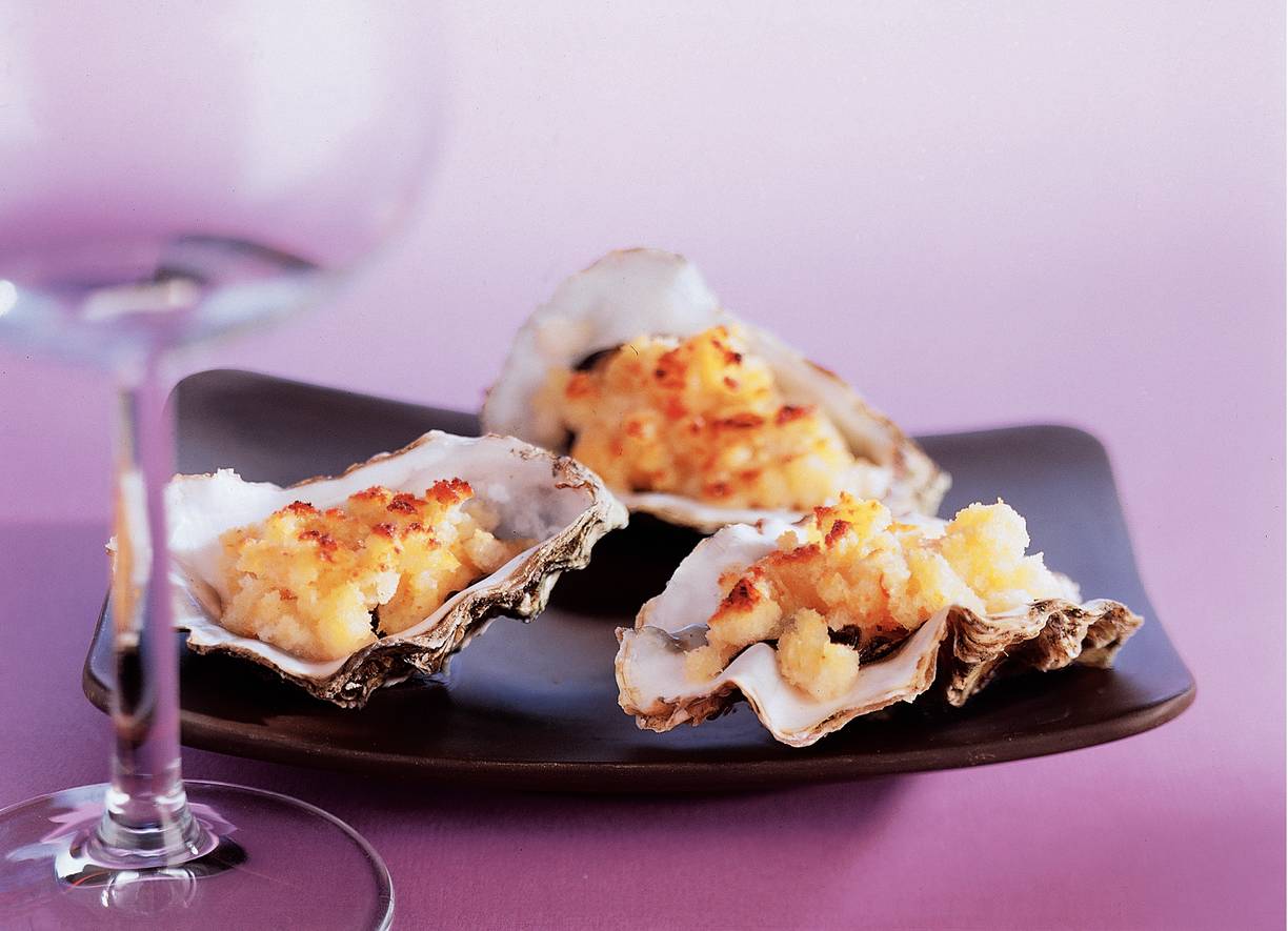 Pittig gegratineerde oesters
