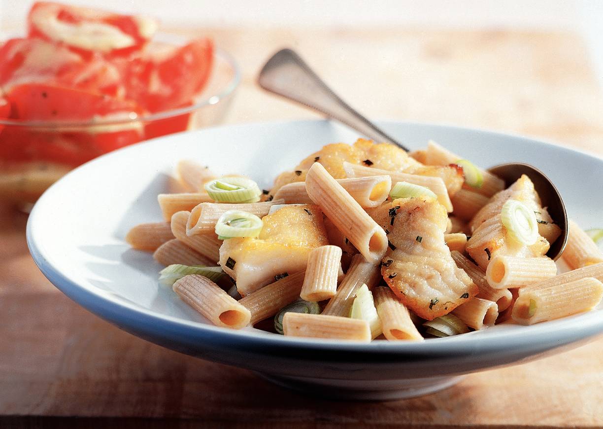 Penne met roodbaarsfilet