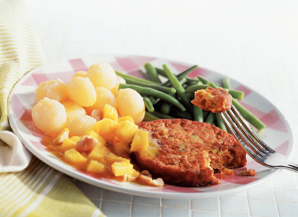 Groenteburger met kerrie-mangosaus