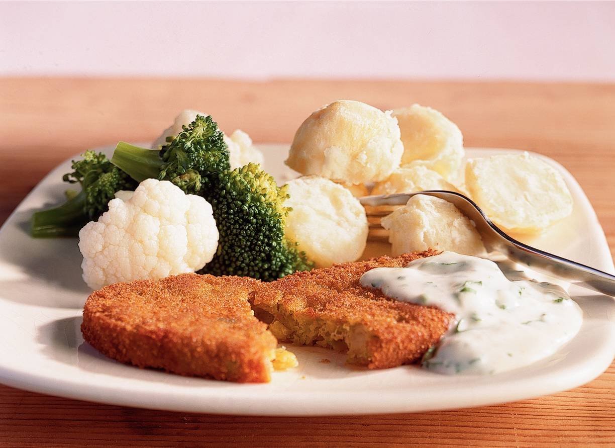 Groenteschnitzel met roomsaus