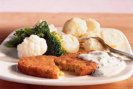 Groenteschnitzel met roomsaus