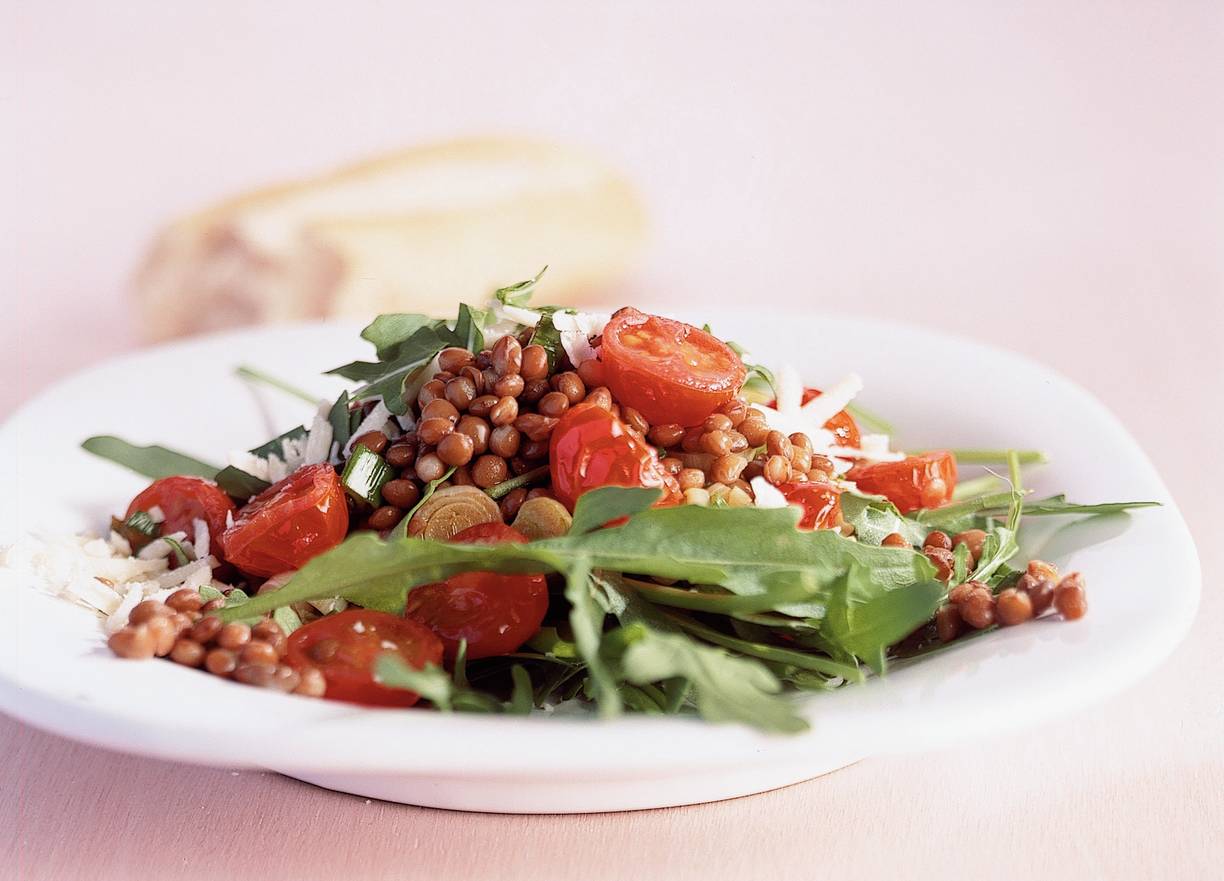 Lauwwarme linzensalade