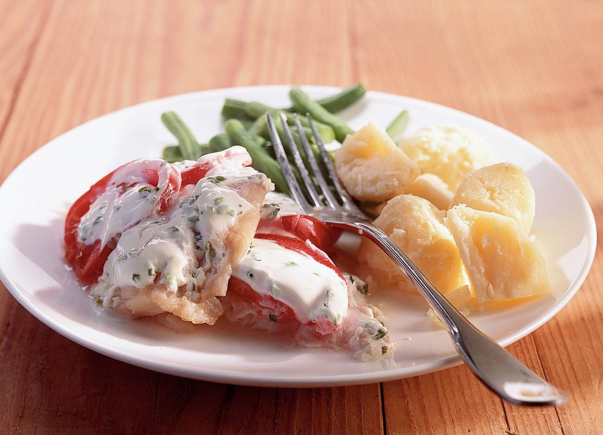 Roodbaars met Griekse yoghurt