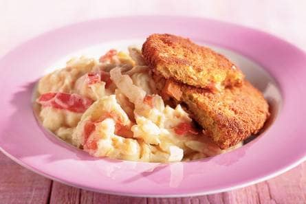 Venkelstamppot met groenteschnitzel