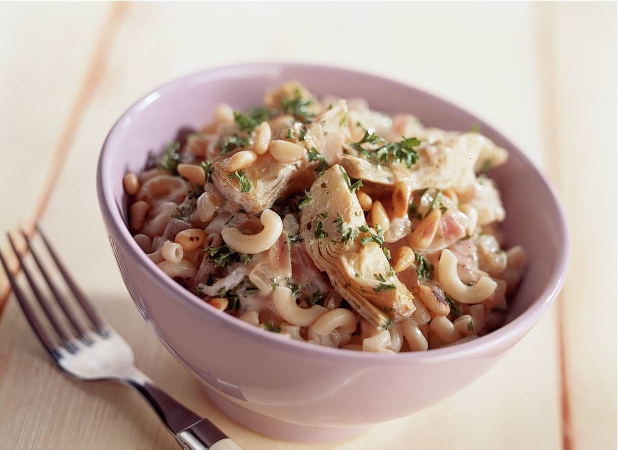 Macaroni met romige artisjokken