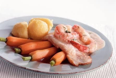 Kabeljauw met garnalensaus