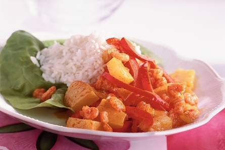 Ananascurry met garnalen