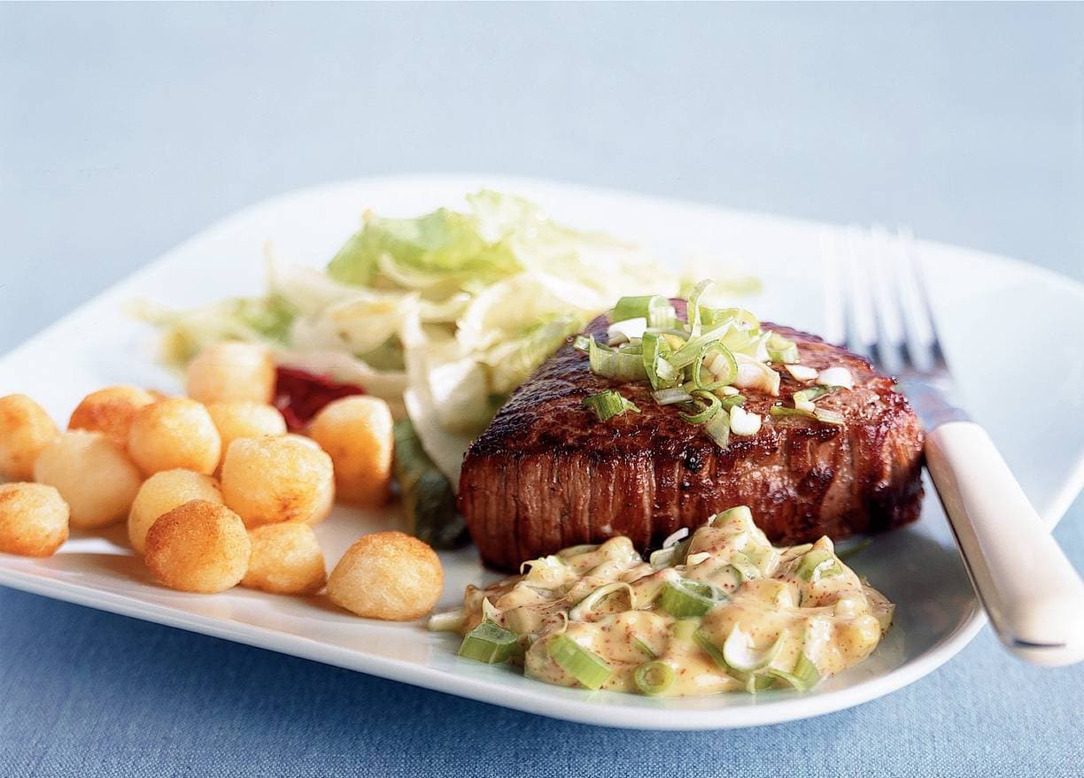 Biefstuk met mosterdsaus