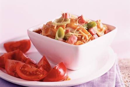 Ravioli met ham-preisaus