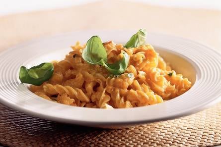 Fusilli met paprika-gorgonzolasaus