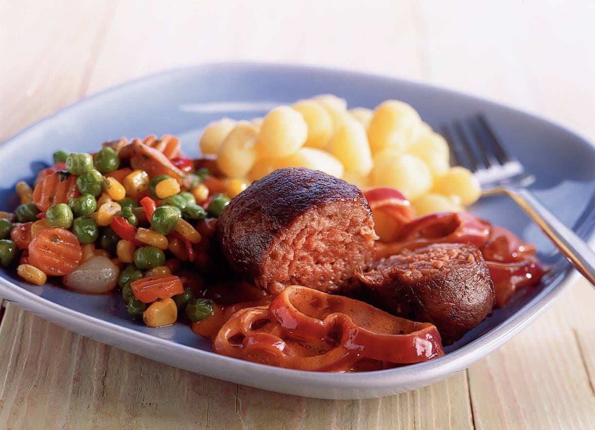 Rundervinken met rode uienjus