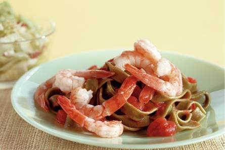 Pittige tagliatelle met garnalen