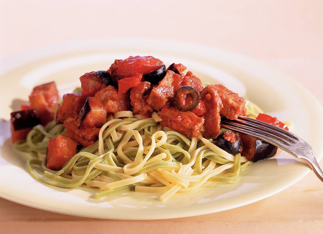 Pasta met ratatouille en tofu