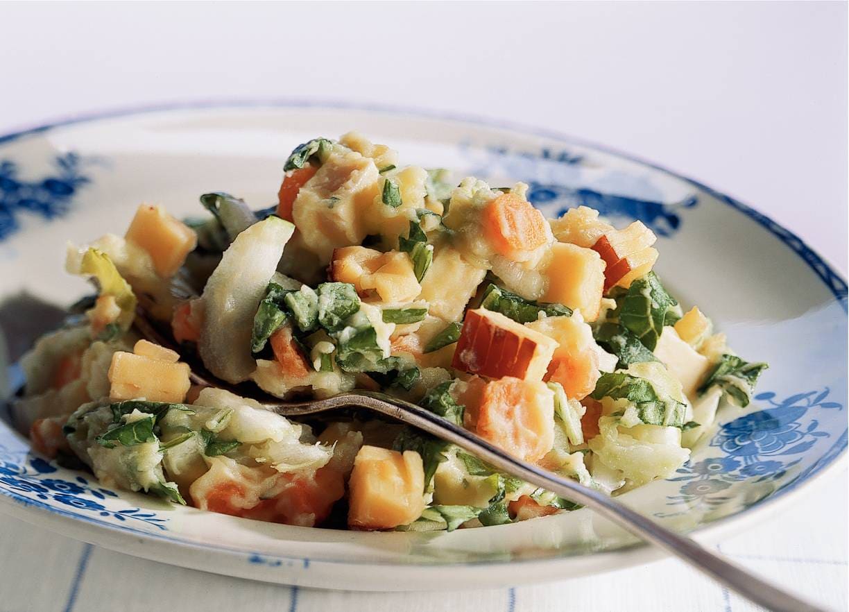 Stamppot met paksoi en rookkaas