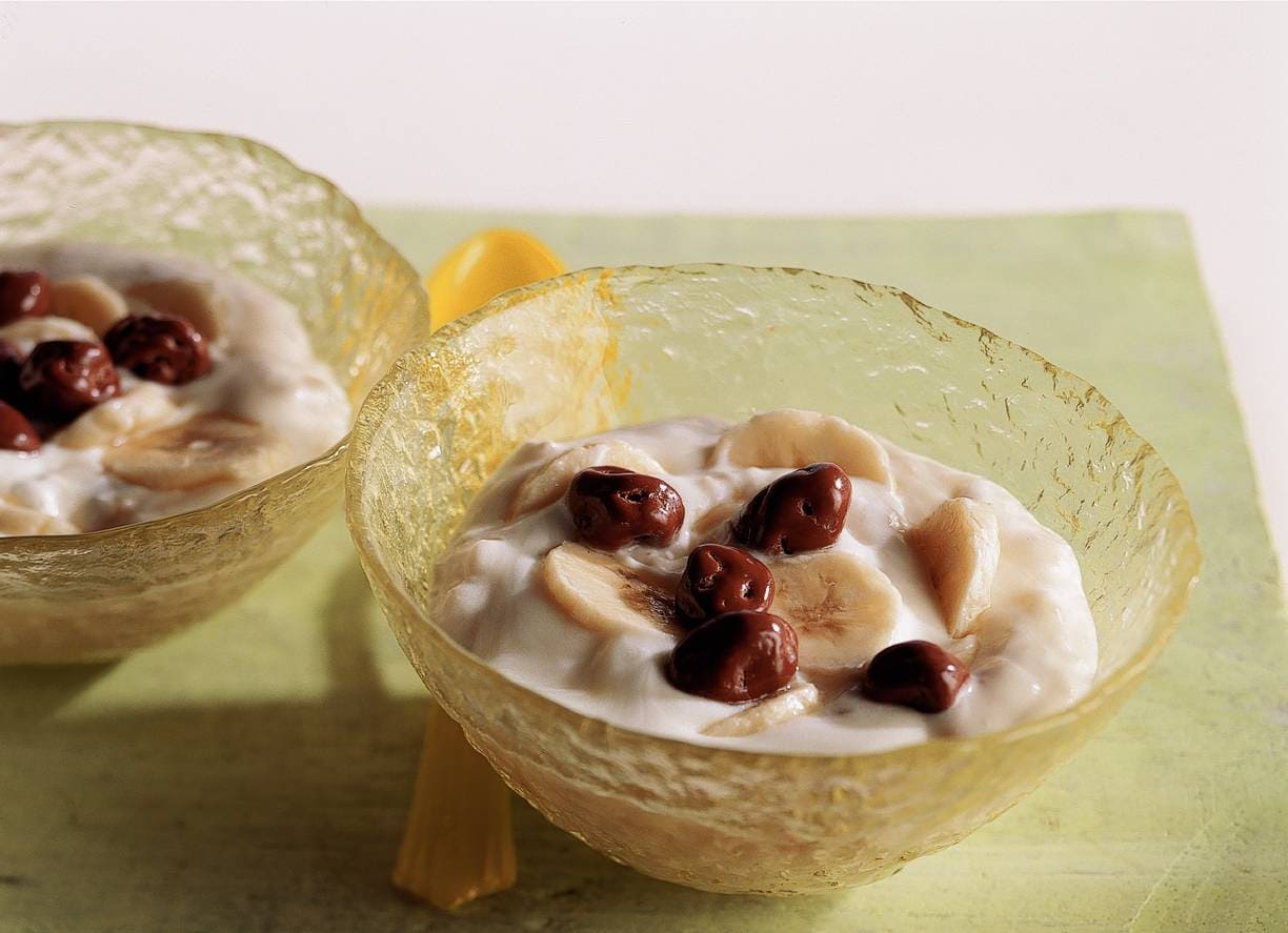 Bananenvla met chocoladerozijnen