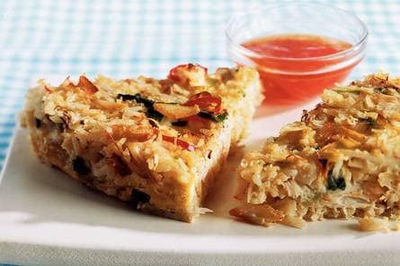 Pittige rijsttaart met krab