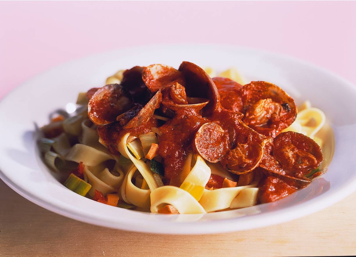 Pasta met venusschelpen