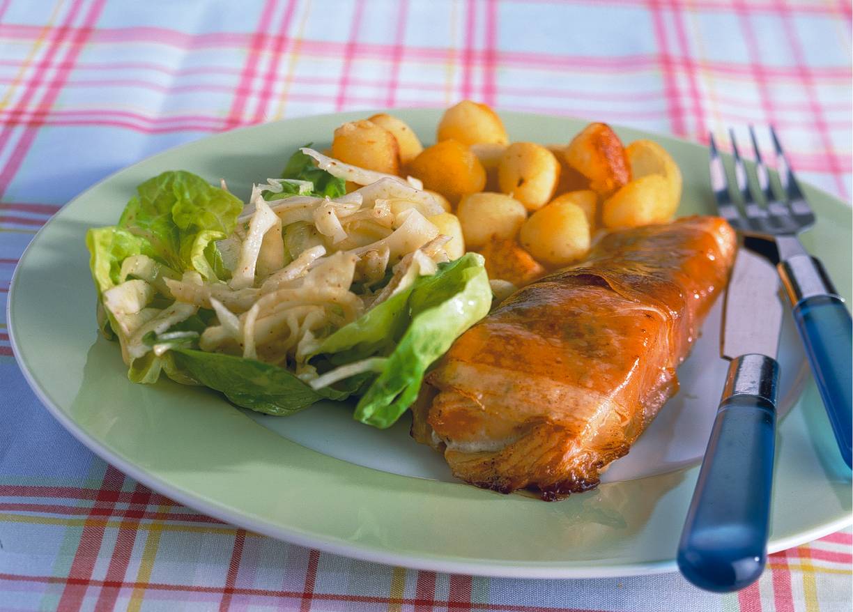 Zalm uit de oven met venkelsalade