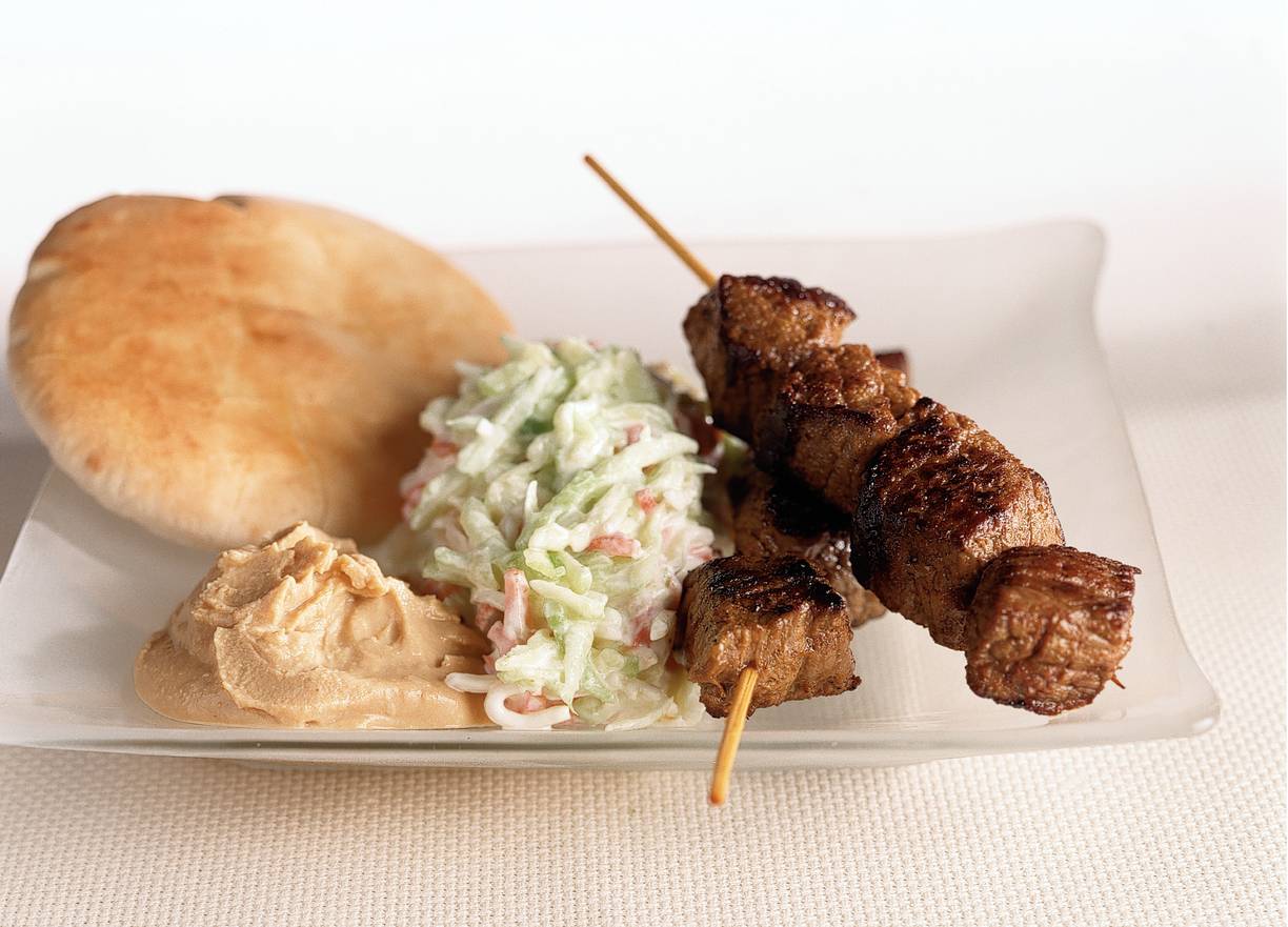 Shoarmaspies met komkommersalade
