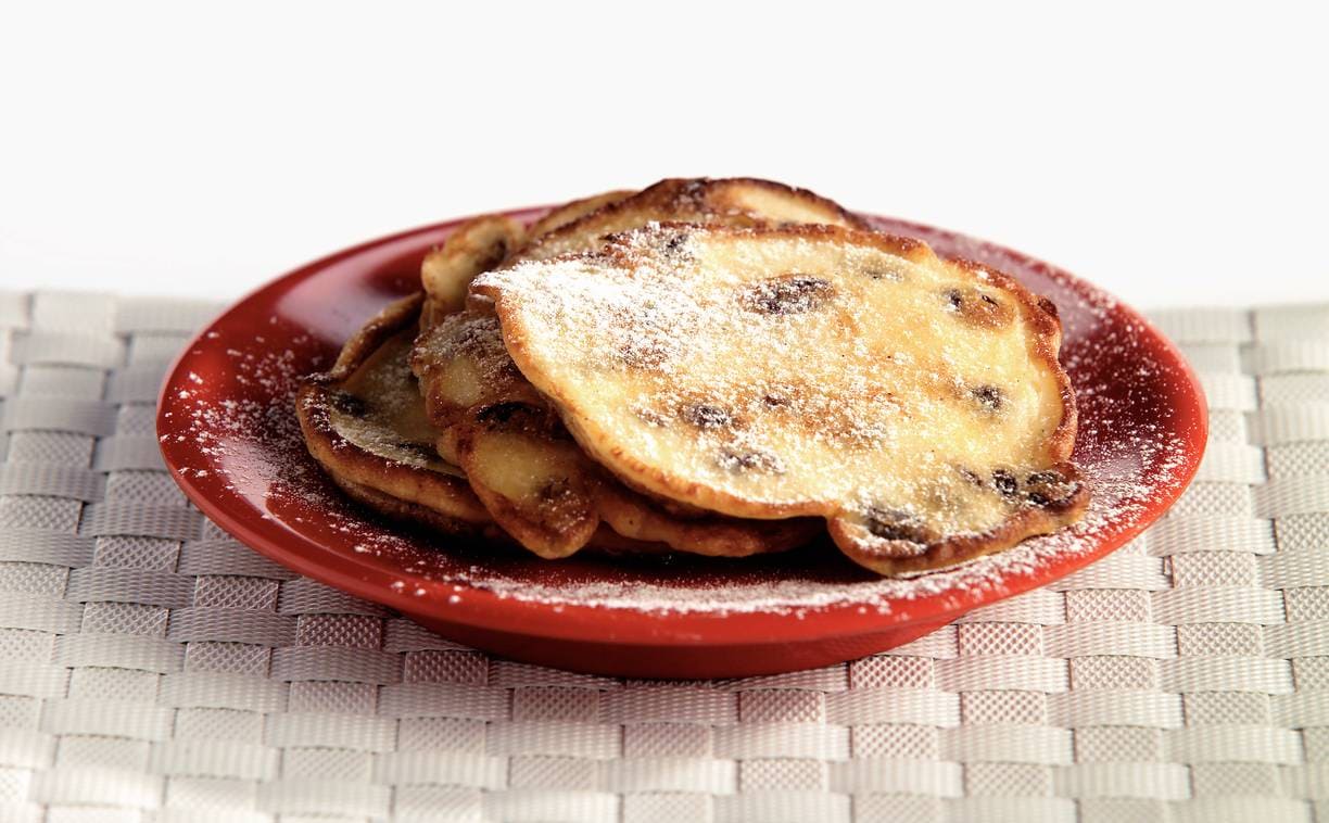 Kwarkpannenkoekjes met rozijnen