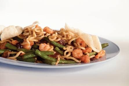 Noodles met garnalen