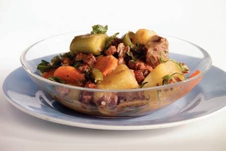 Aardappelstoofschotel met spek