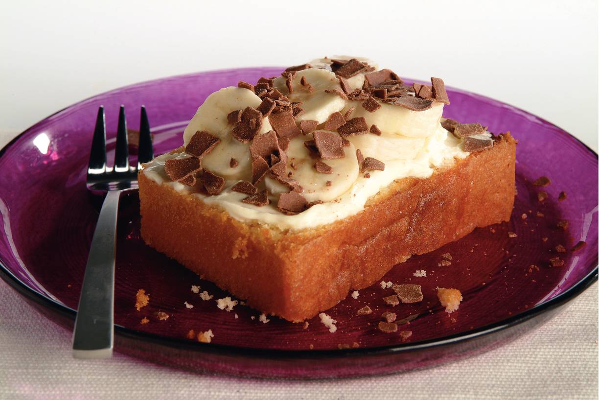 Cake met roomkaas en banaan