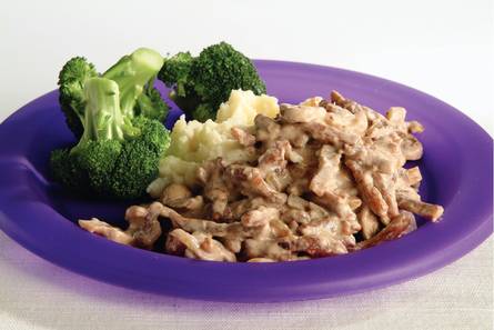 Varkensreepjes in champignonsaus