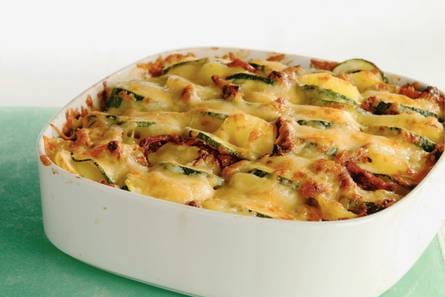 Gratin van aardappel en courgette