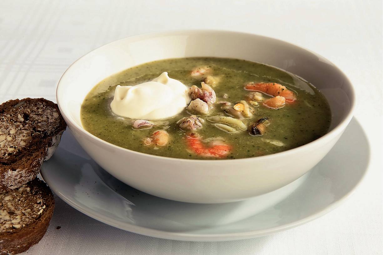 Broccolisoep met zeevruchten