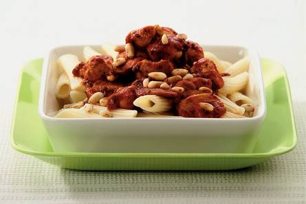 Penne met paddestoel-tomatensaus