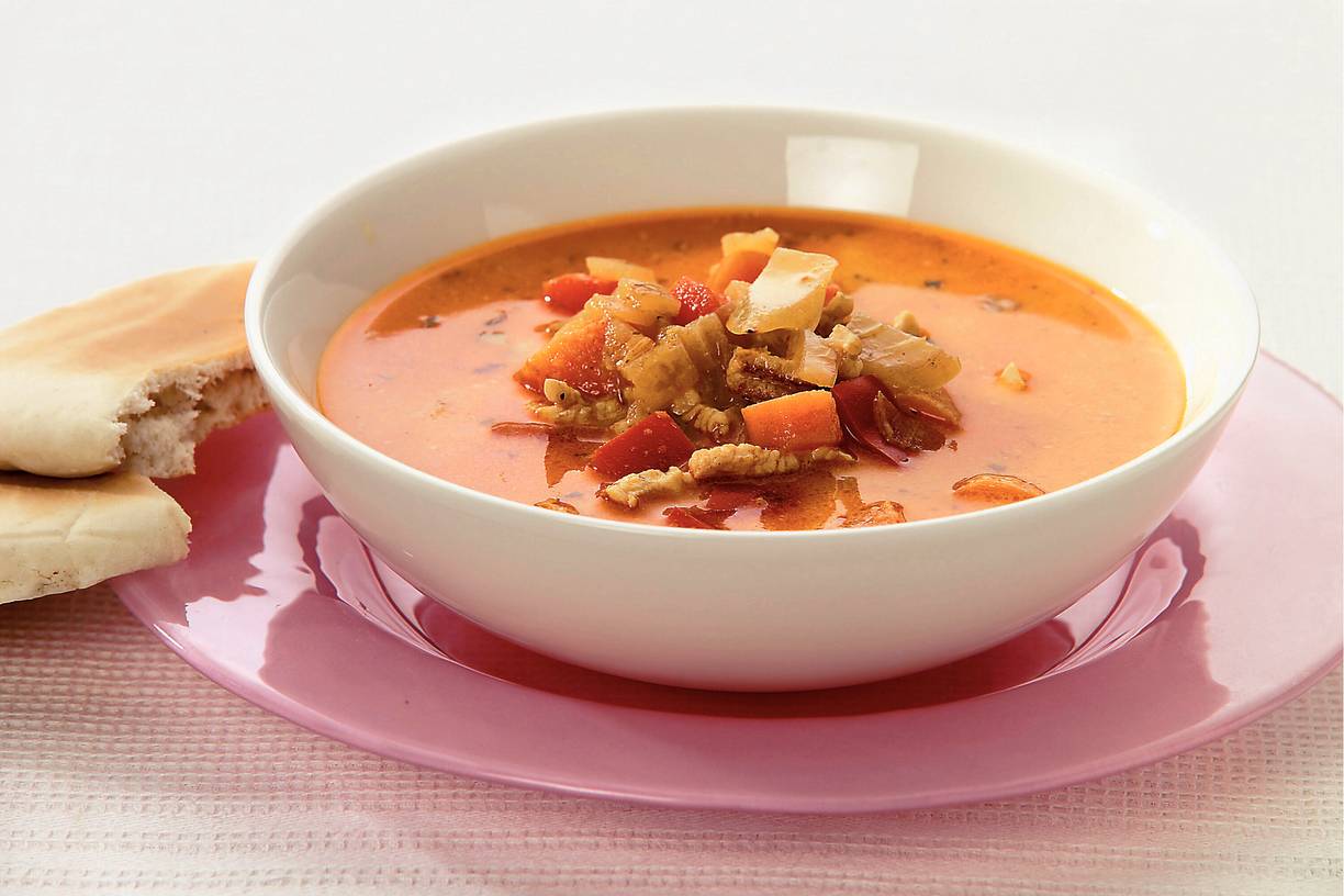 Wortel-currysoep met kalkoen