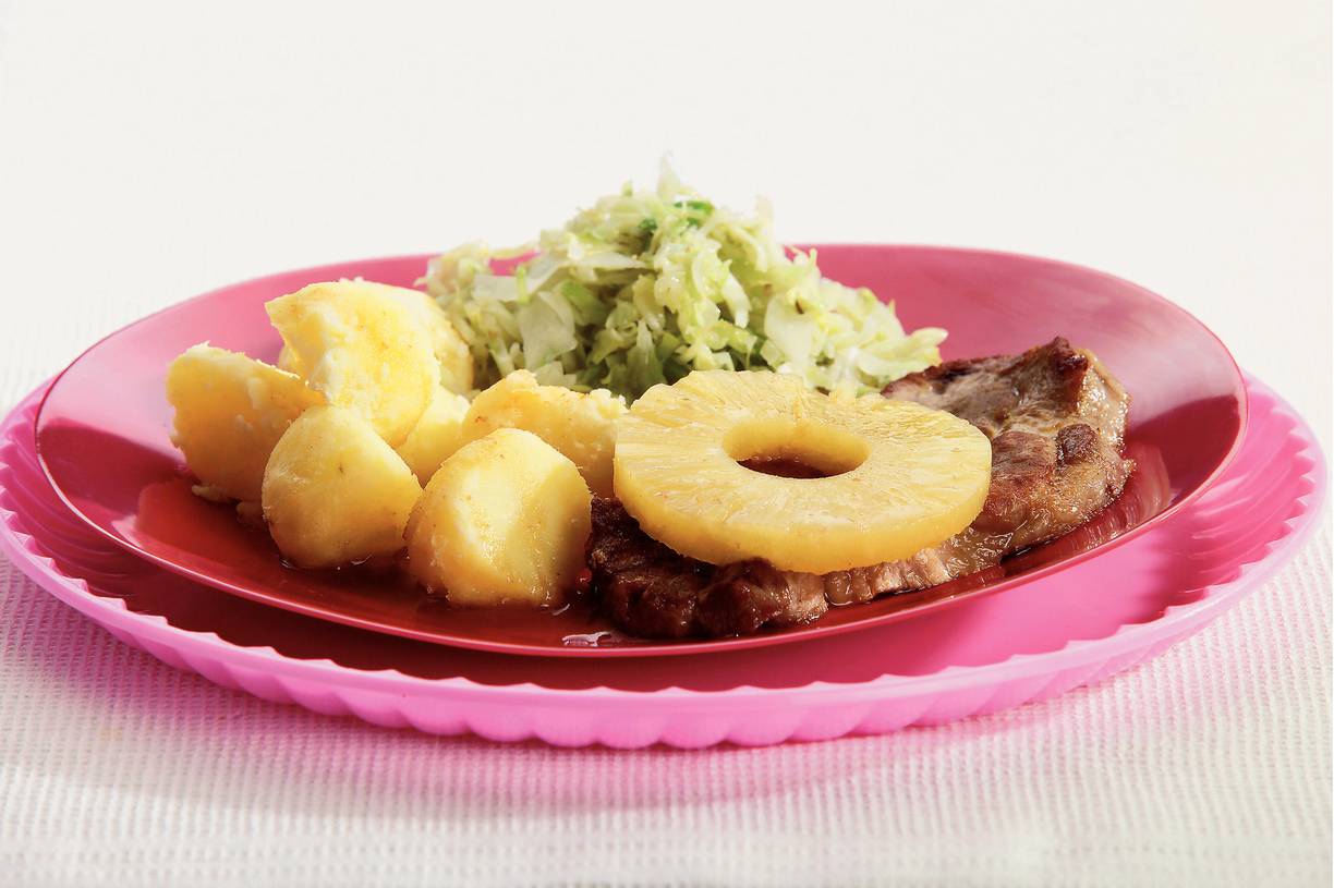 Karbonades met mosterd en ananas