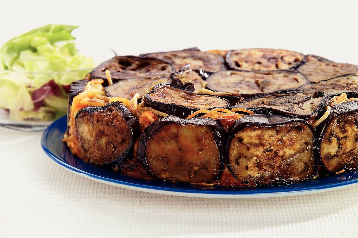 Spaghettini-auberginetaart