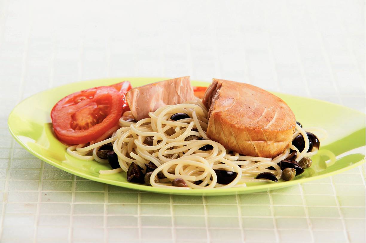 Spaghetti met tonijnsteak