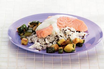 Gestoomde zalmfilet met wasabisaus