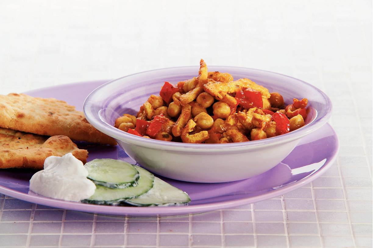 Kikkererwtencurry met kip