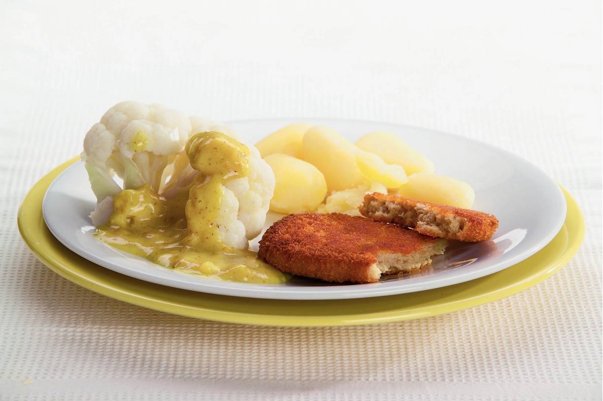 Vegetarische schnitzel met bloemkool