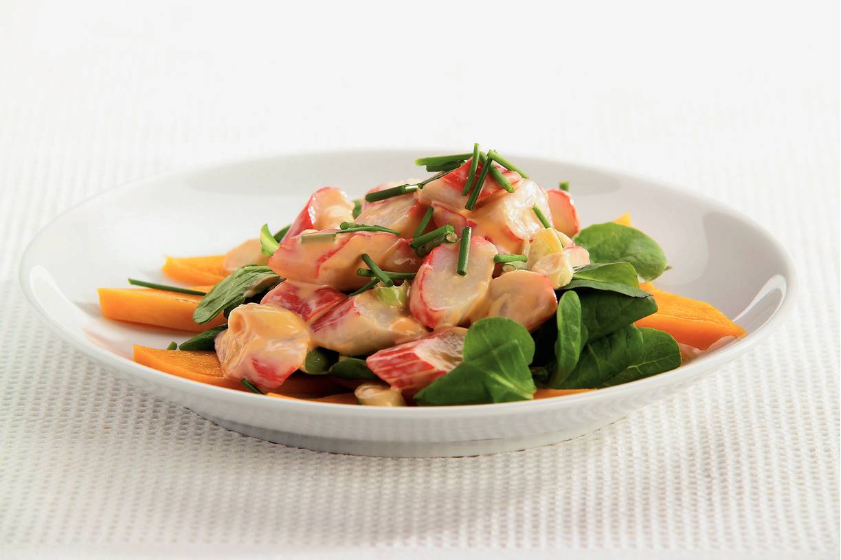 Surimi met cocktailsaus en mango