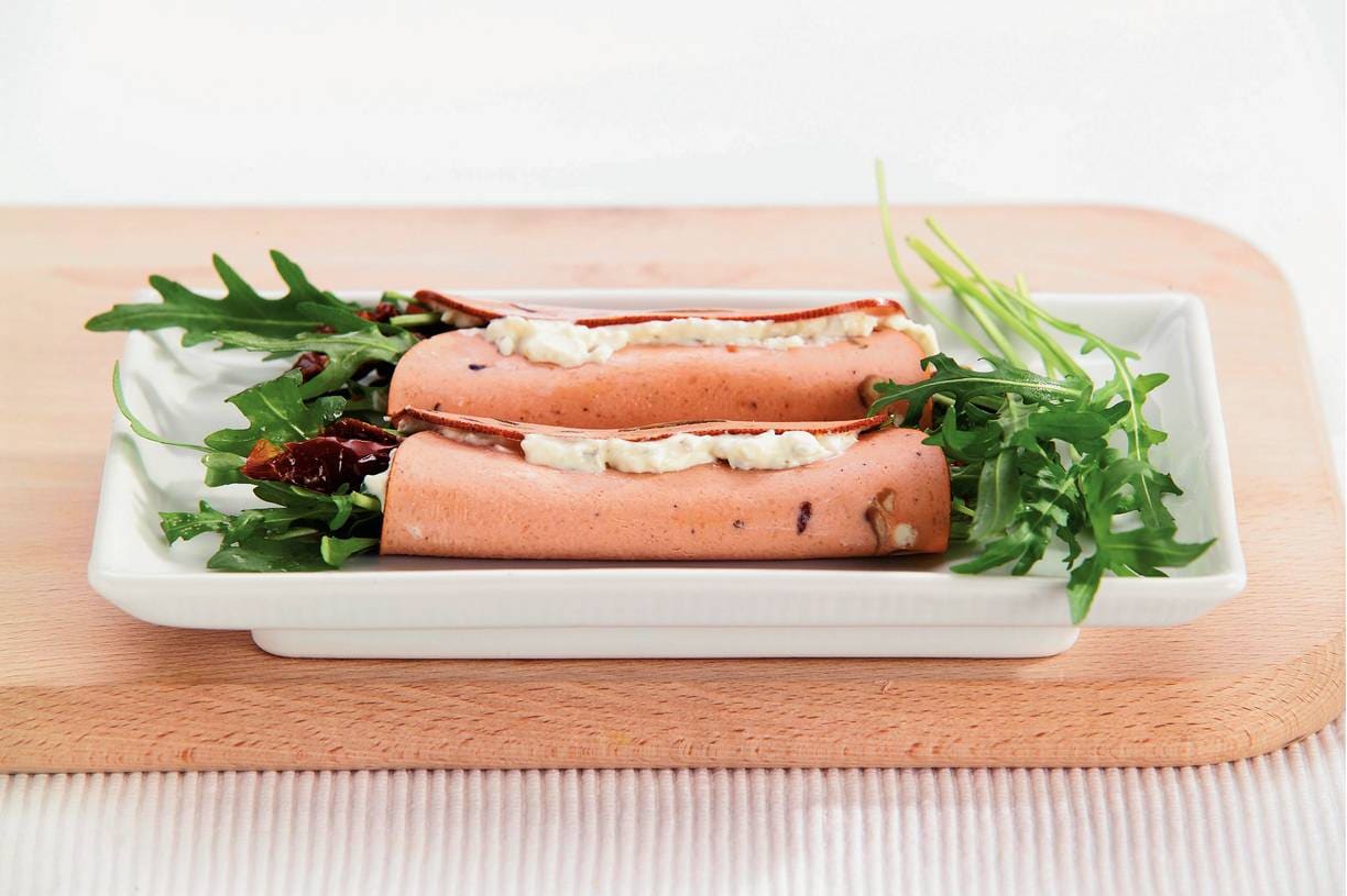 Vegetarische rolletjes met kaasspread